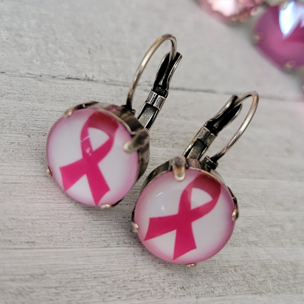 Awareness Ribbon Earrings in Antique Silver
